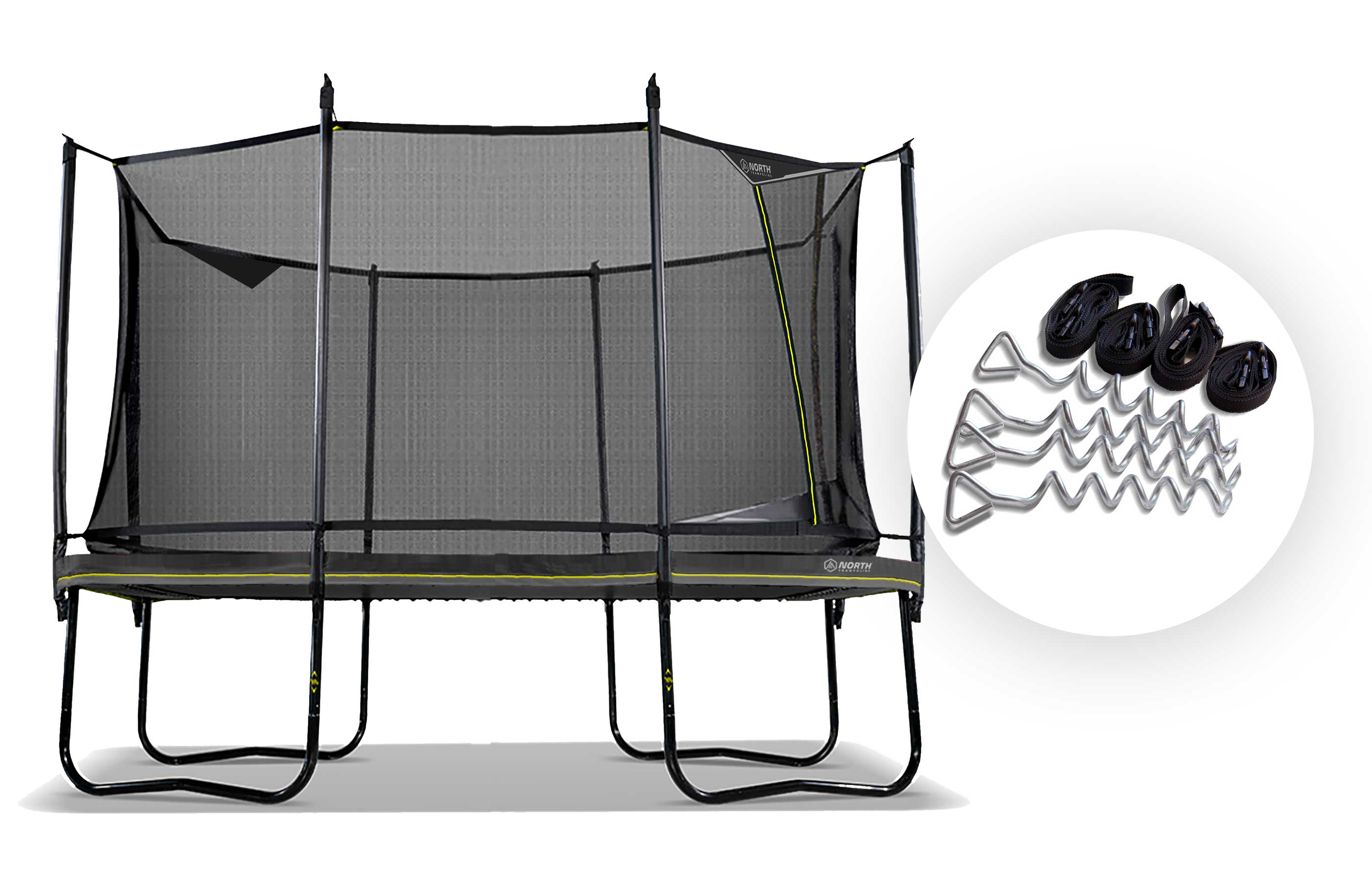 Trampoline North Performer Rektangulær / 4,6 m x 3,1 m / Trampoline + Forankringssett