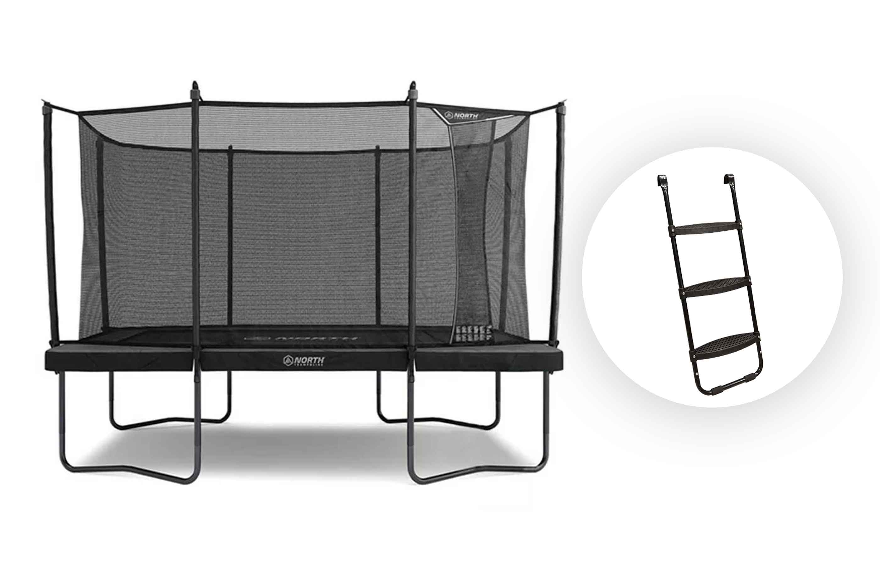 Trampoline North Pioneer Rektangulær / 3,7 m x 2,5 m / Trampoline + Stige