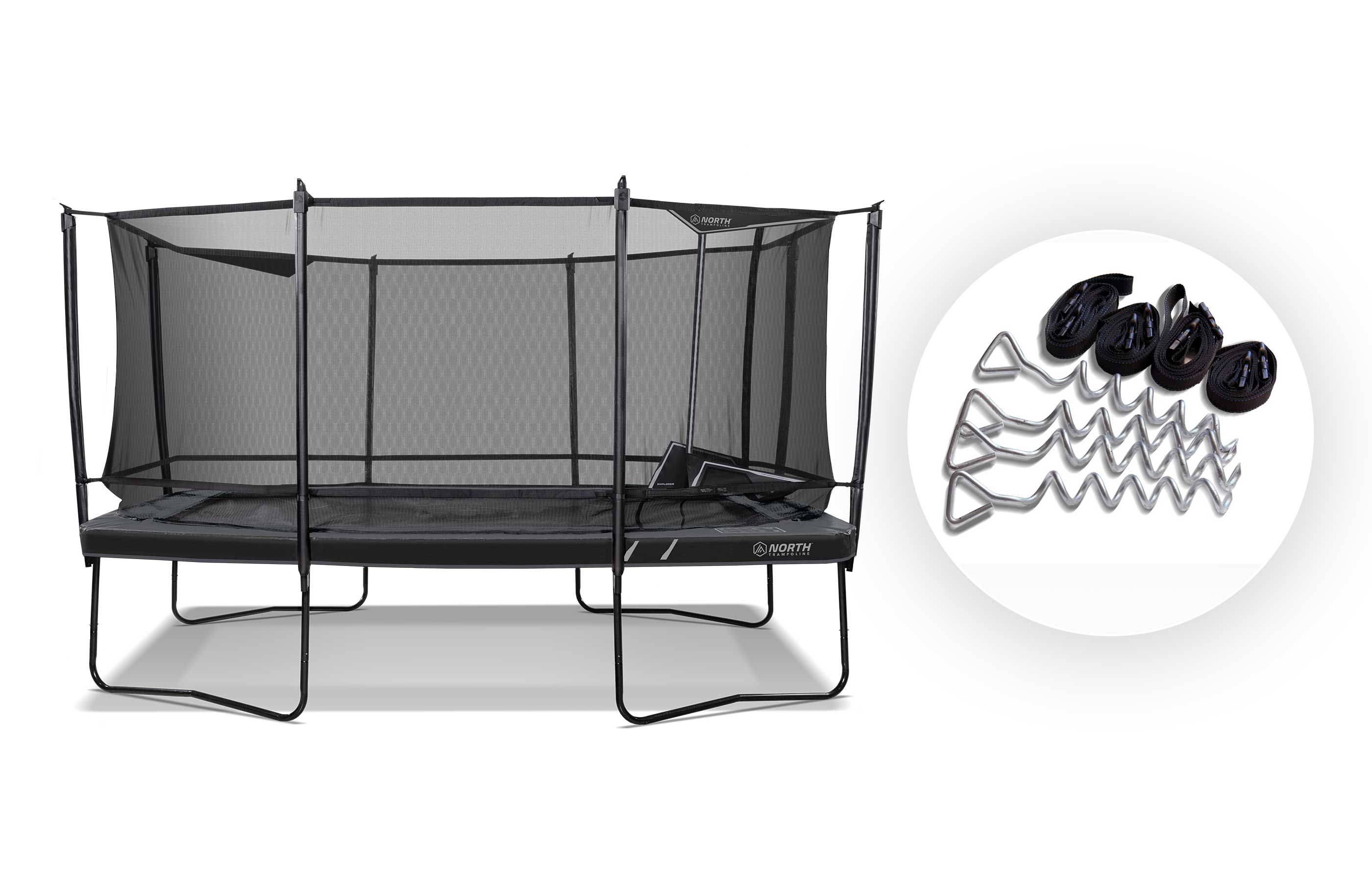 Trampoline North Legend Rektangulær / 4,6 m x 3,1 m / Trampoline + Forankringssett